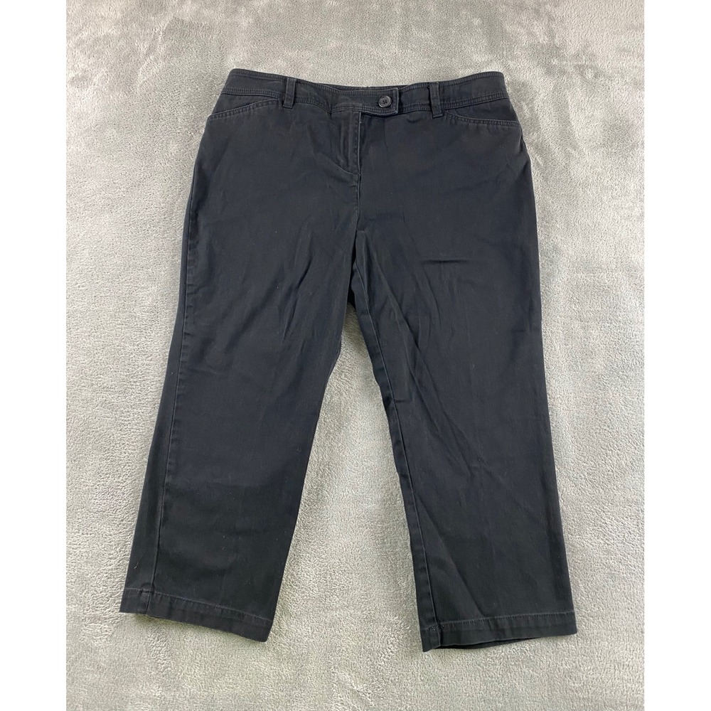Jones New York Sport Petite Black Stretch Cropped Pants Trousers 14P Womens
